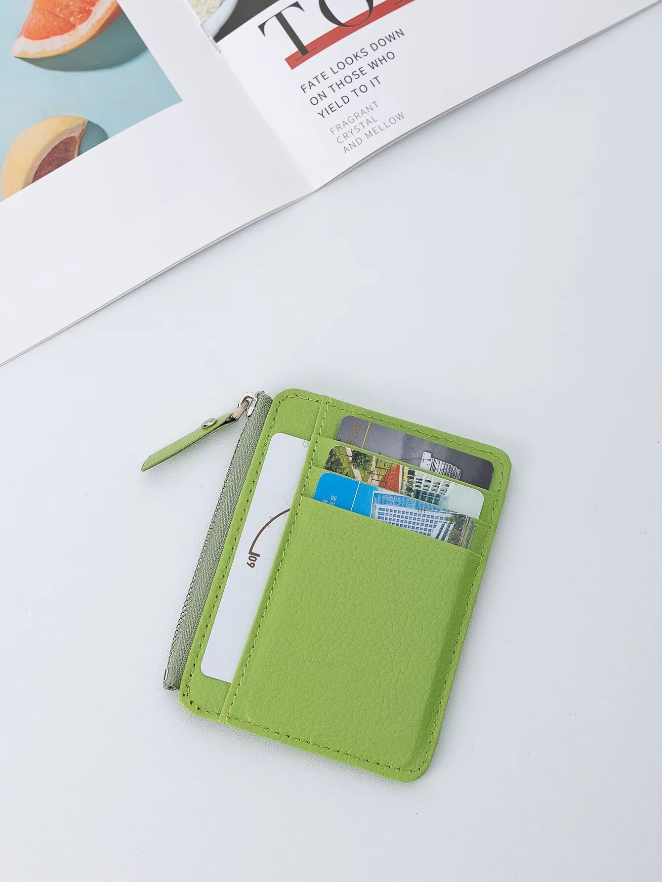 Mini Credit Card Wallet Id Card Holder Men'S Small Wallet Thin Sleeve Zipper Short Coin Wallet