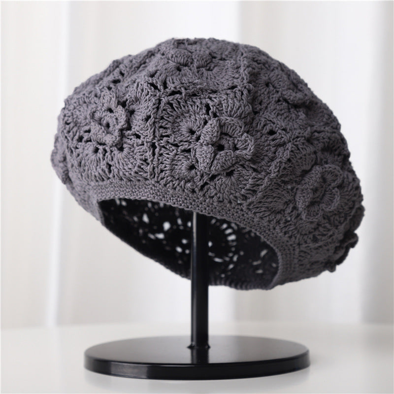 Hollow Breathable Sun-proof Sweet Toe Cap Wool Beret