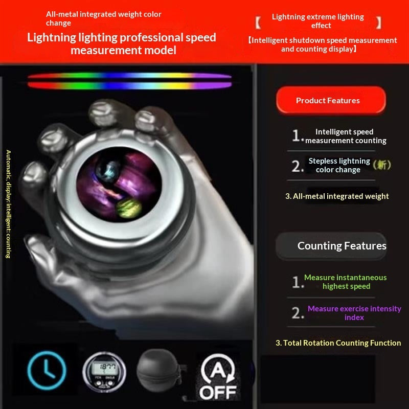 Self-starting Counting Wrist Ball Fitness Gyro Centrifugal Power Badminton Training Grip Ball