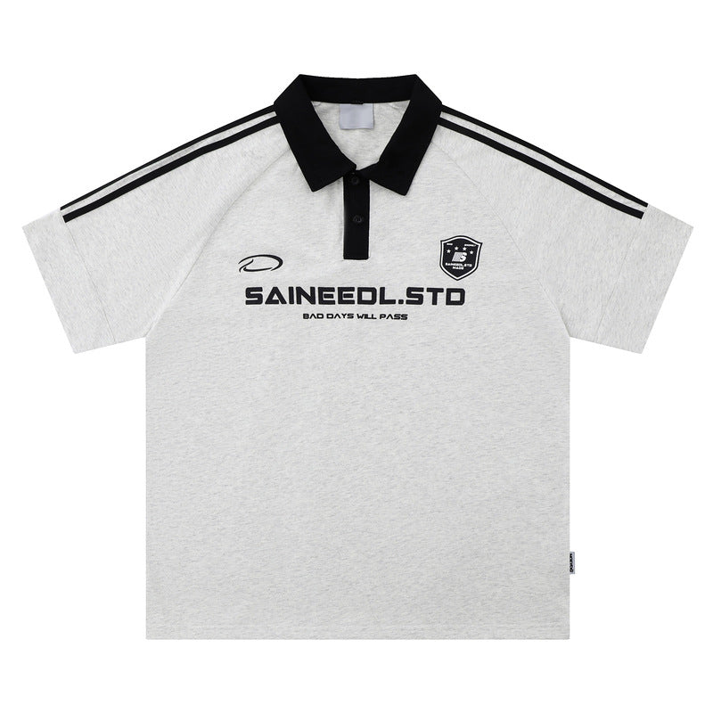 Amerikansk Retro Polo T-shirt Ruoshuai Kortærmet