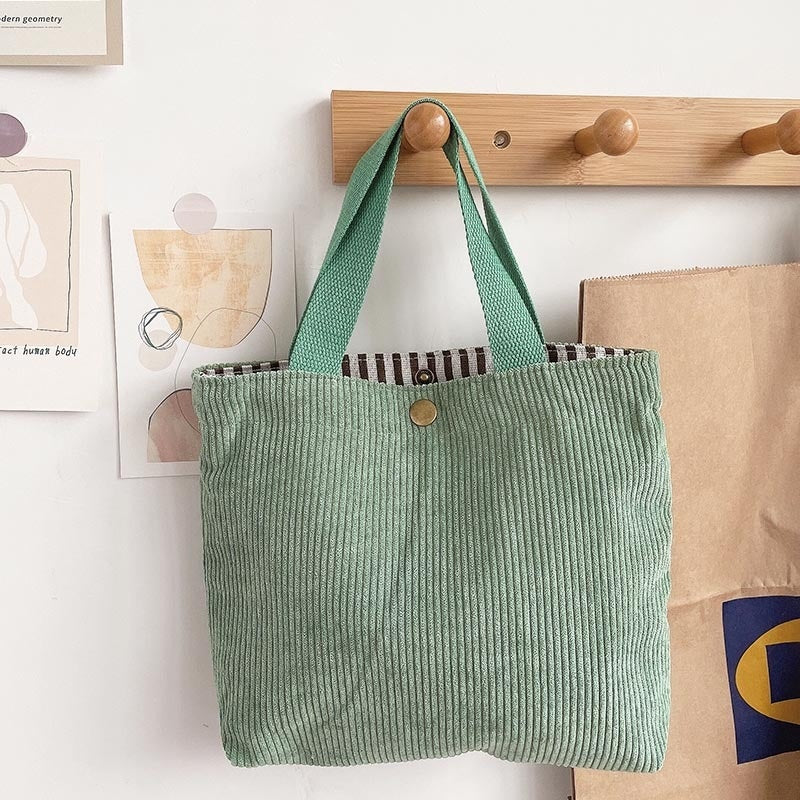 Rough-yarn Minimalist-style Tote With Double-sided Prints A Versatile High-capacity Womens Canvas Bag