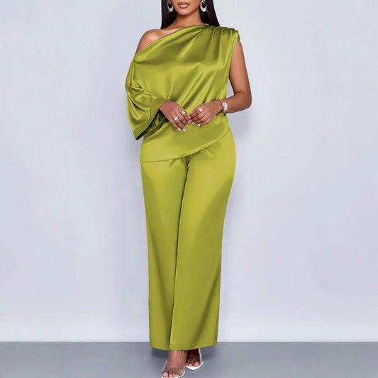 Fashion Casual Women's Satin Suit