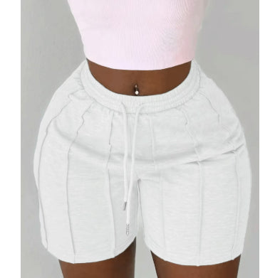 Women's Summer Solid Color Casual Drawstring Shorts