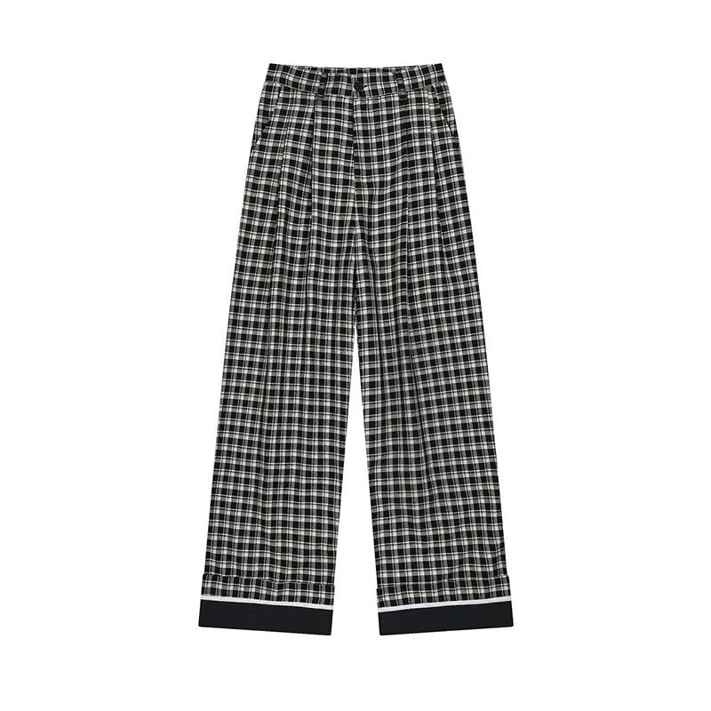 Sweet Stylish Flared Plaid Pants For Womenfashionable And Versatile