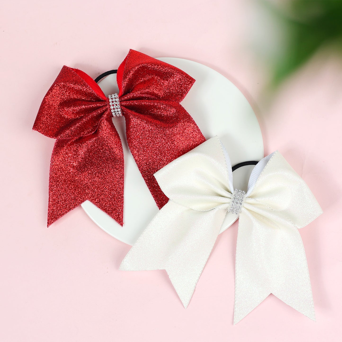 Solid Color Gold Leaf Glitter Light Diamond Dovetail Bowknot Hair Ring