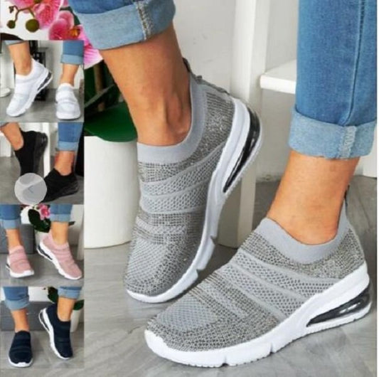 Hot Rhinestone Sports Breathable Mesh Soft Bottom Lightweight Running Shoes