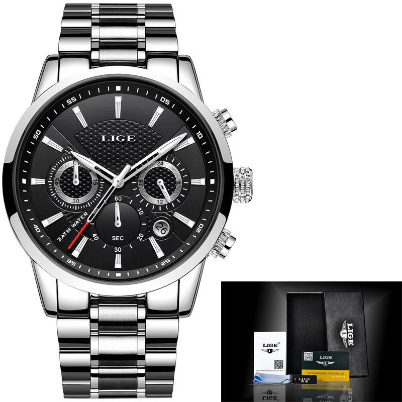 Men's Sports Quartz Watch Waterproof Steel Belt