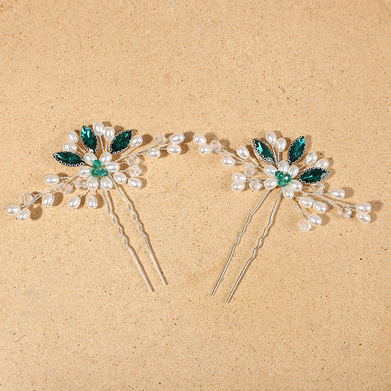 European And American Green Crystal Hair Accessories