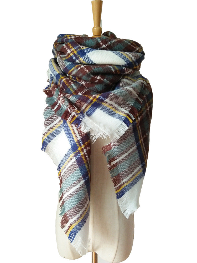 Cashmere-like Double-sided Colorful Plaid Scarf