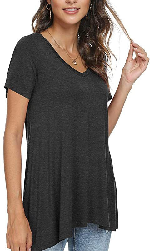 Women's Summer Casual V-Neck Loose Short Sleeve Top T-Shirt
