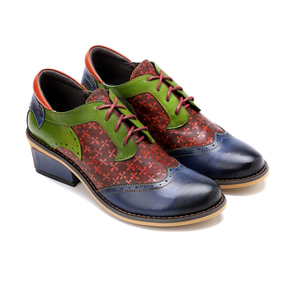 Casual Retro Ethnic Brock Stitching College Style Single Shoes