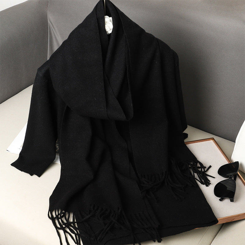 Solid Color Maillard Scarf Cashmere-like Women Warm Shawl