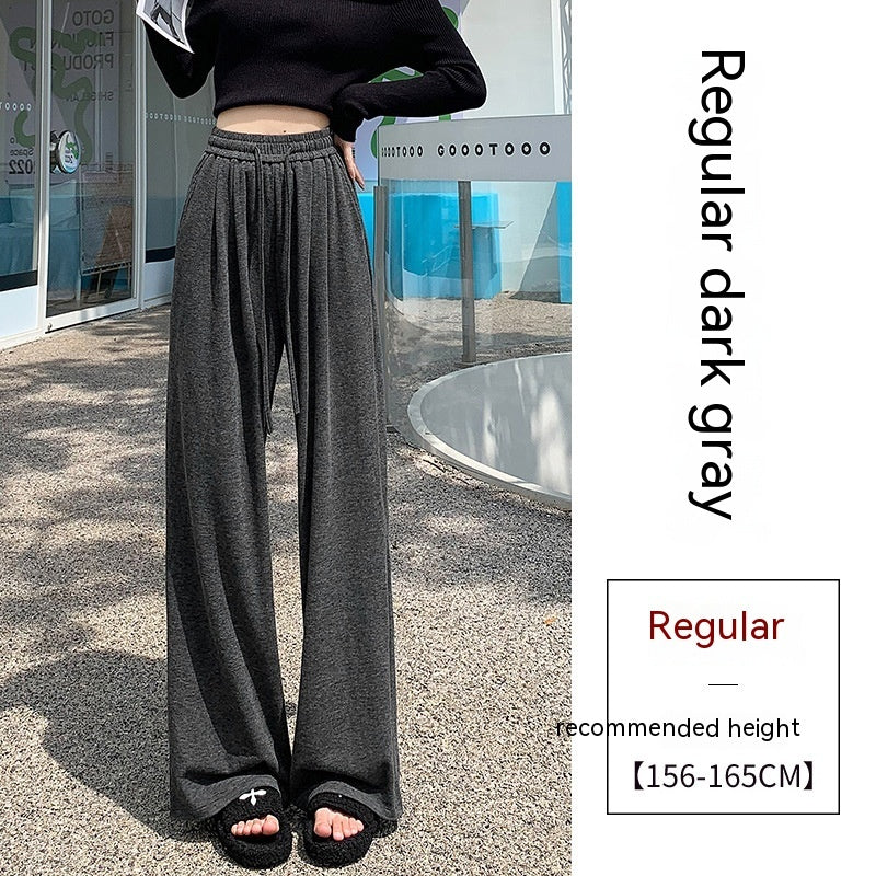 Autumn High Waist Loose Drooping Casual Leisure Style Knitted Mop Pants