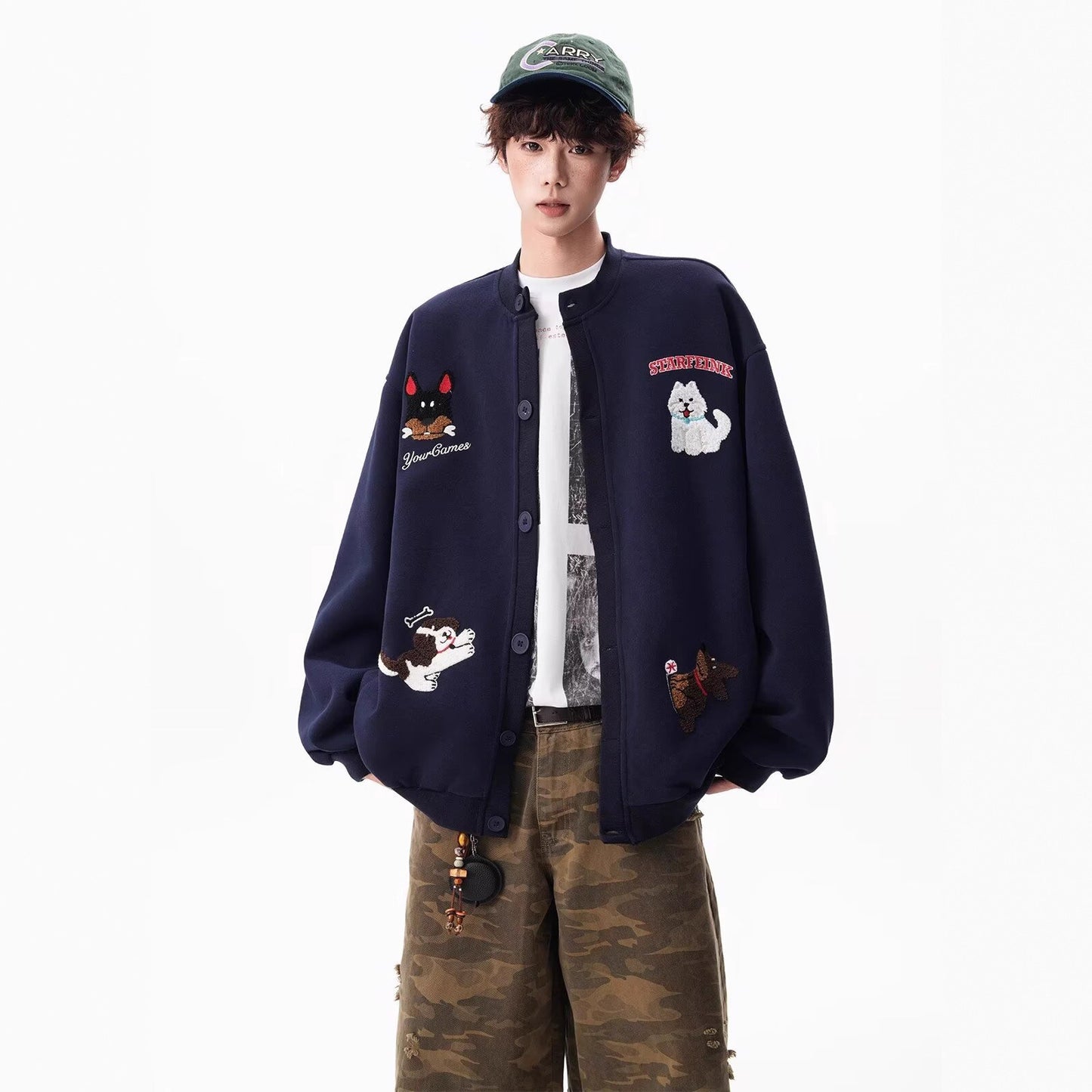 Men's Loose Casual Crew-Neck Couple Jacket Top