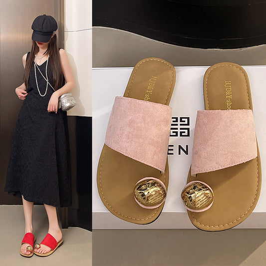 Women's Versatile Flat Bottomed French Toe Flip Flops