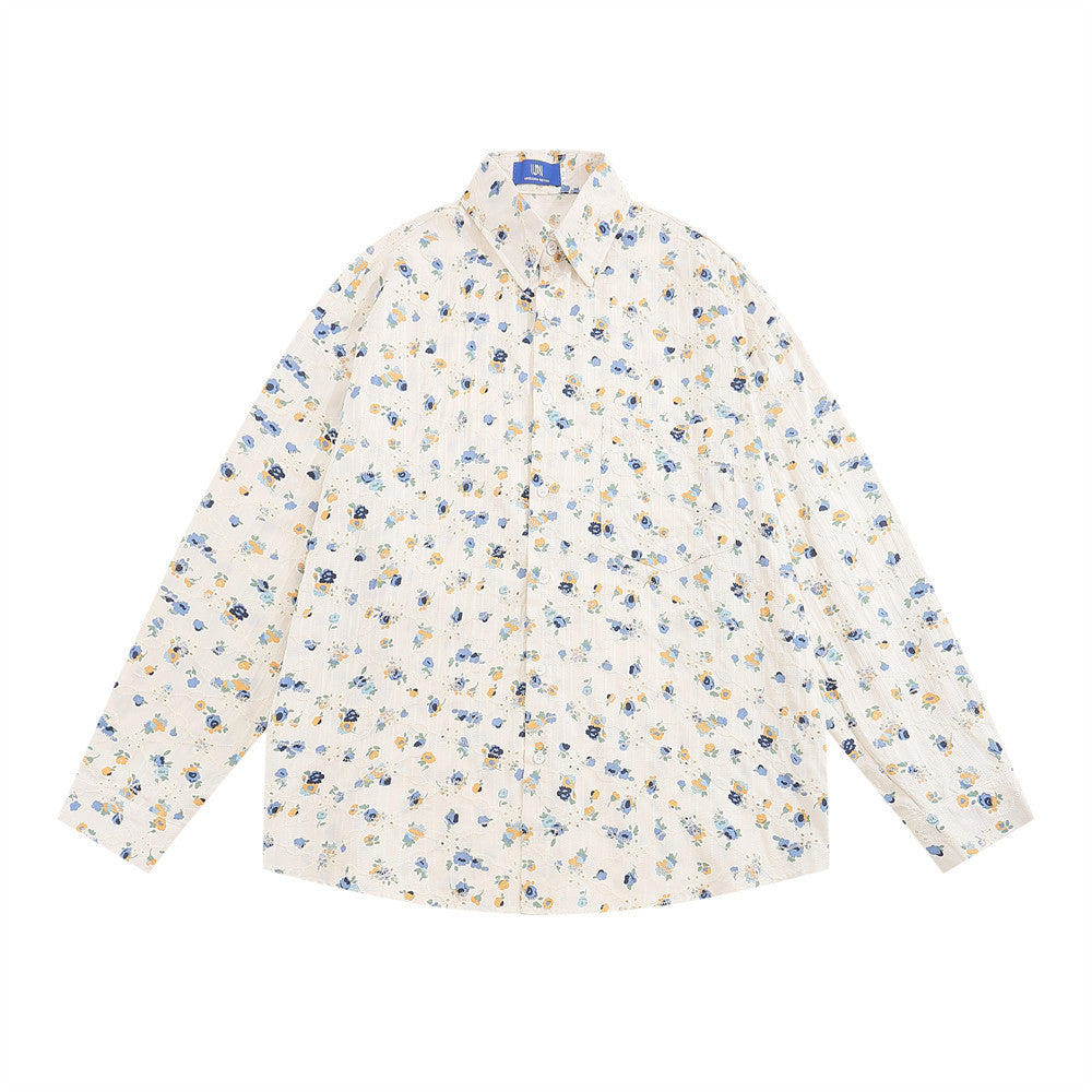 Floral Long Sleeve Shirt Men's Japanese Leisure Loose Cardigan