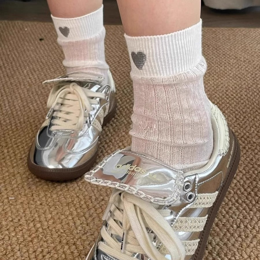Japanese Ultra-thin Love Embroidery Loose Socks