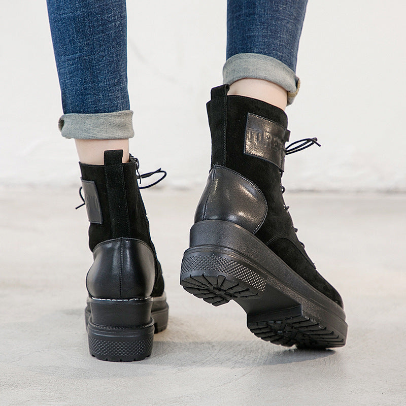 Martin boots female British style Korean style wild thick heel