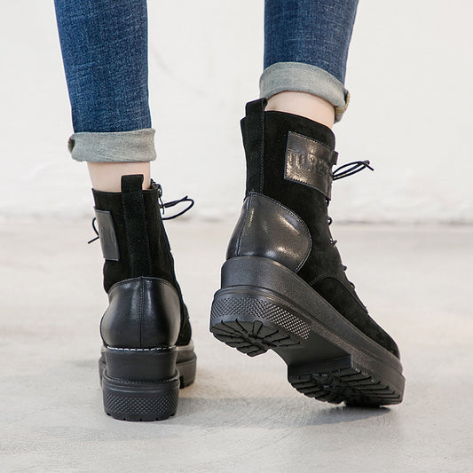 Martin boots female British style Korean style wild thick heel