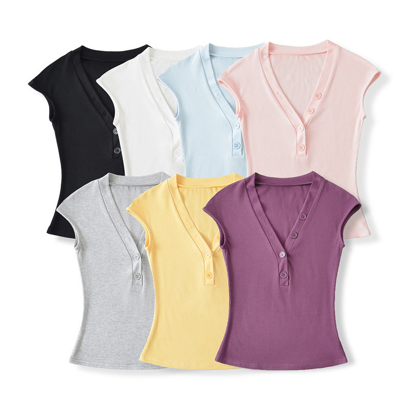 Fashionable Cool V-neck Slimming Short Sleeve T-shirt