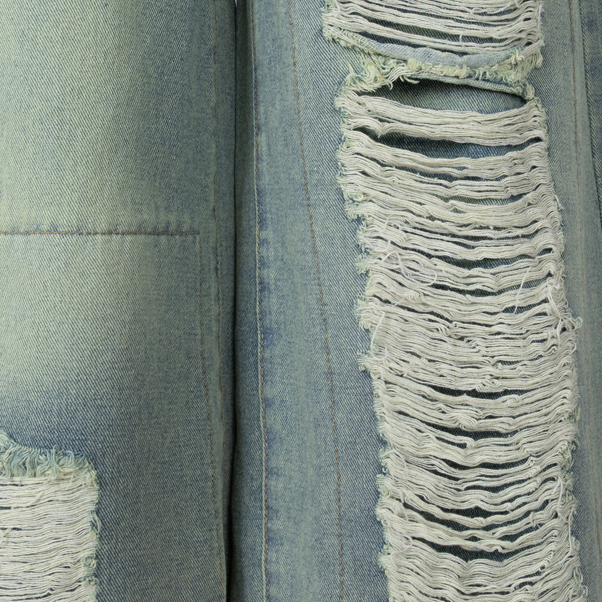 Chic Distressed Denim Loose-fitting Cropped Pants