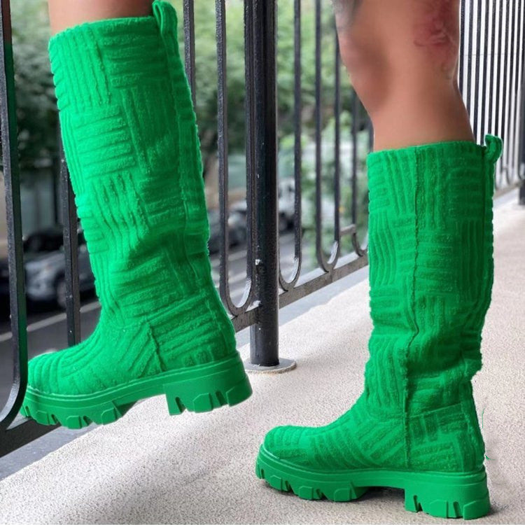 Women's Fashion Mid-tube Round Towel Boots