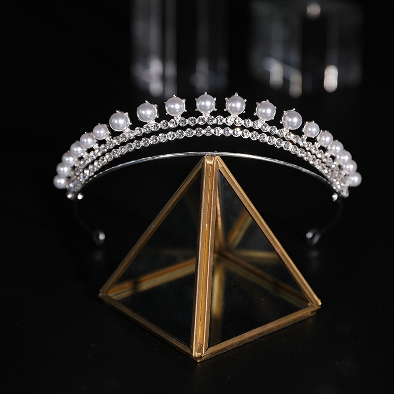 Crown Wedding Bride Headband Pearl Rhinestone Headwear