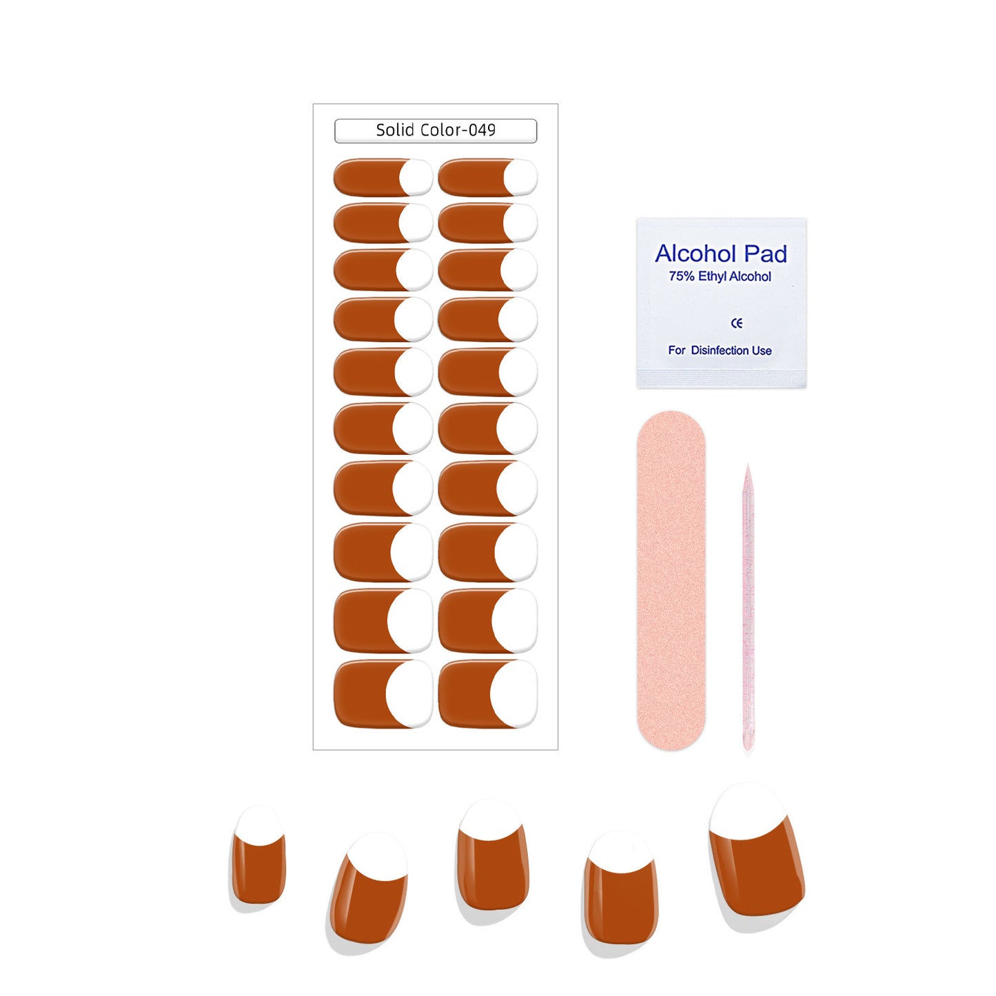 New French Solid Color Gel Waterproof Semi-baked Nail Stickers