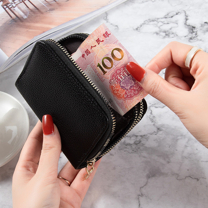 Women's Short Solid Leather Wallet