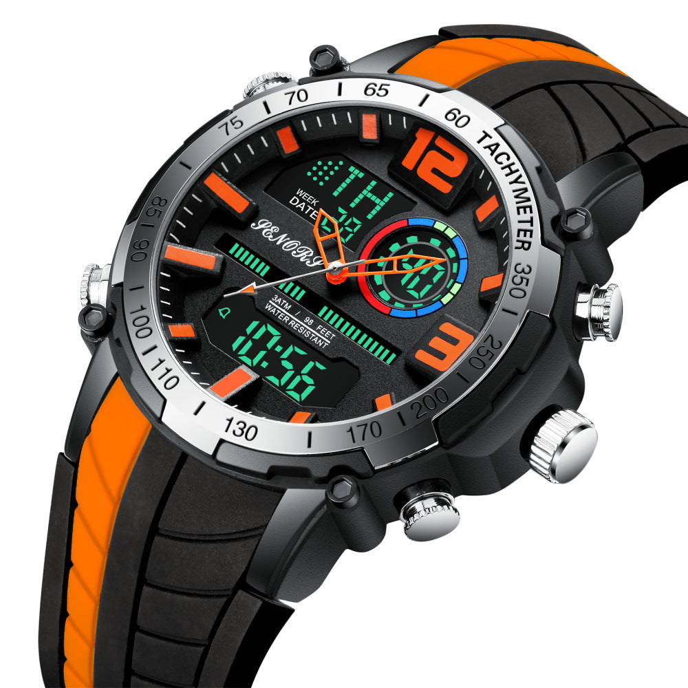 Sports multifunctional dual display men's watch