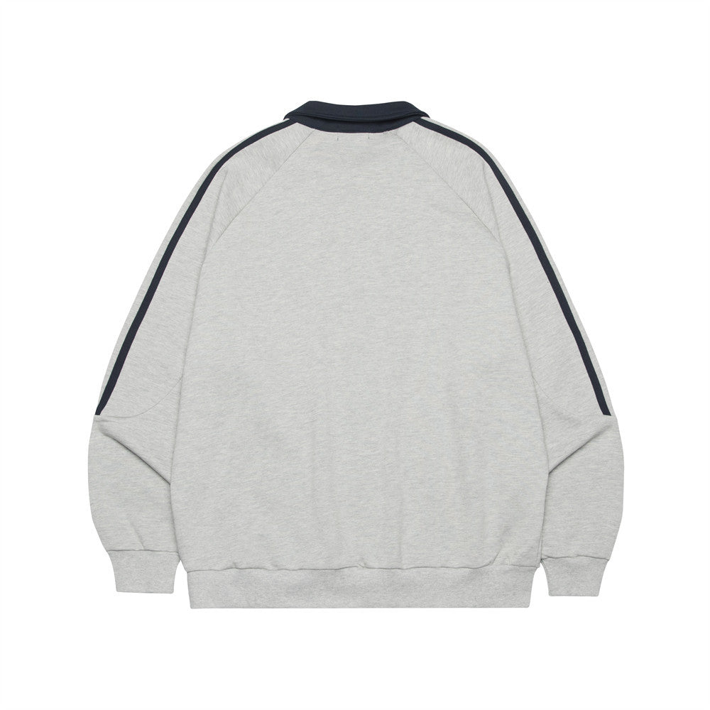 Contrast Color Lapels Three Bars Loose Sweater Spring And Autumn Men's