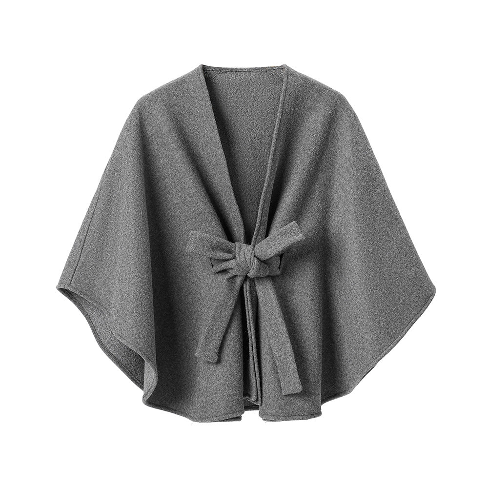 New Double-faced Woolen Goods Solid Color Belt Shawl