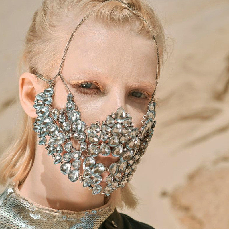 Exaggerated Rhinestone Mask European And American Fashion Masquerade