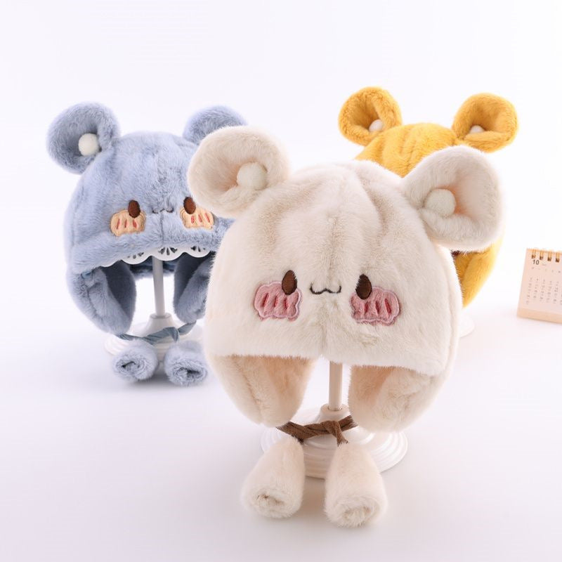 Baby Hat Cute Plush Warm Earflaps Cap