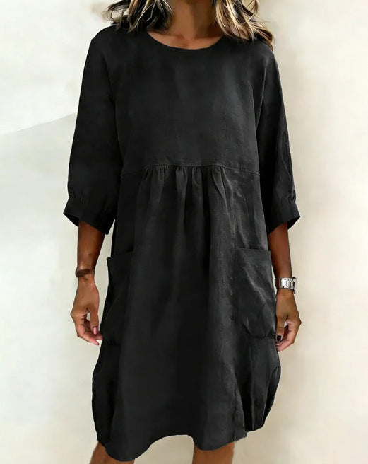 Fashionable Casual Loose-fit Three-quarter Sleeve Dress