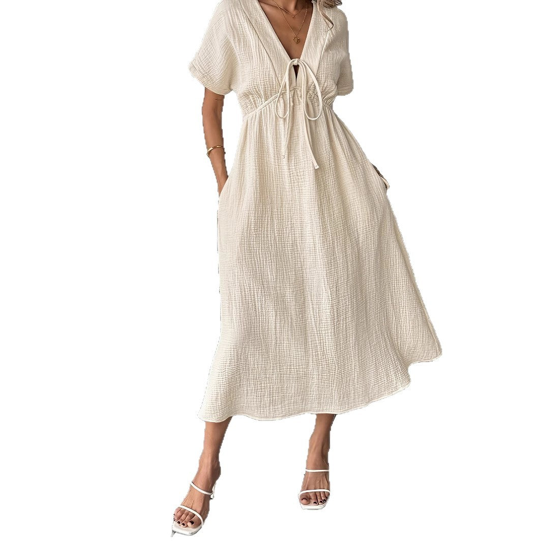 Womens Bohemian Deep V-Neck Dress