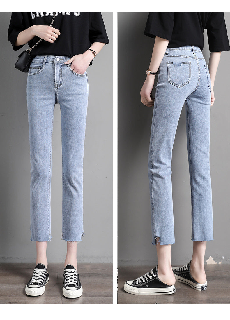 High Waisted Slim Female Trousers With Small Cigarette Tube