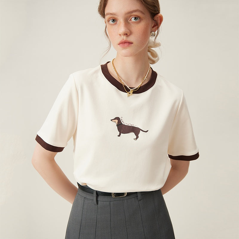 Retro kortærmet T-shirt med kontrastfarve