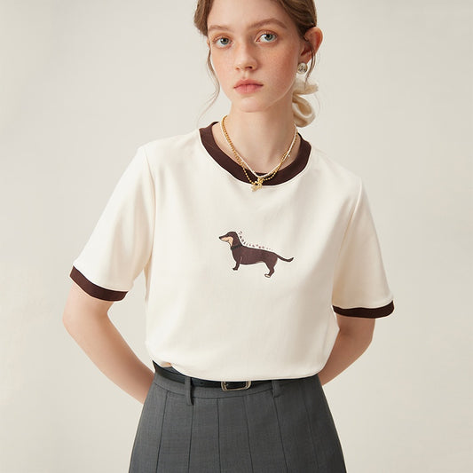 Retro kortærmet T-shirt med kontrastfarve