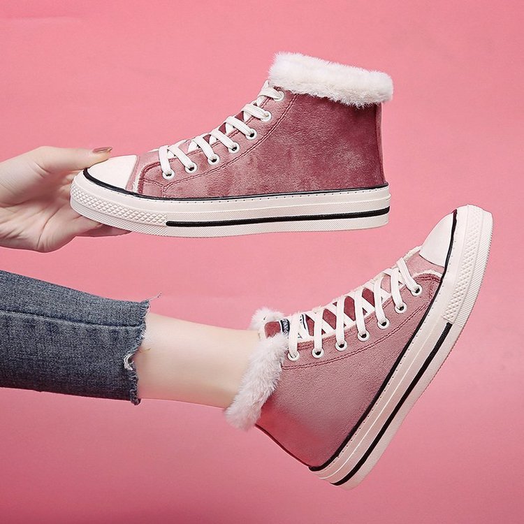 Sponge Cake Thick Bottom Korean Version Plus Velvet Thick Leopard Print Women's Sneakers