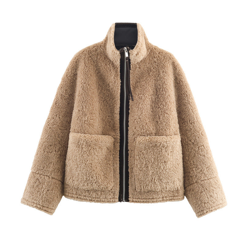 French Double-sided Shearling Jacket Coat