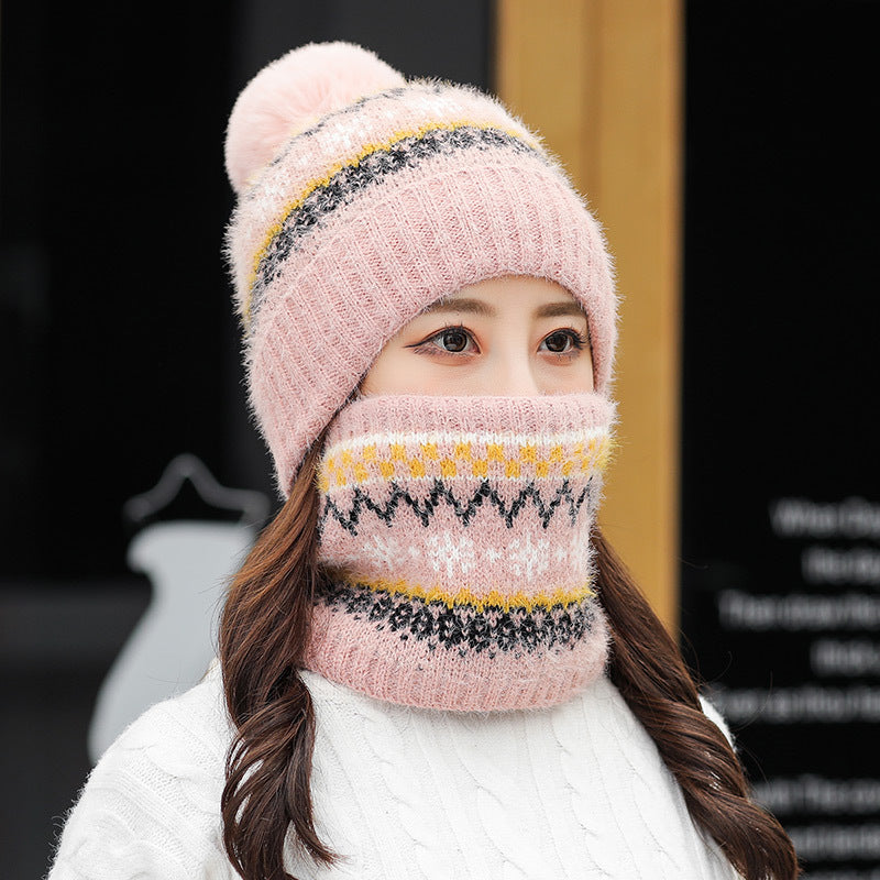 Ladies Outdoor Fleece Thickened Rabbit Fur Knitted Hat