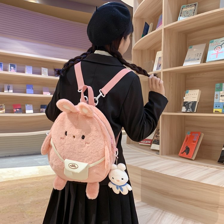 Female Large Capacity Cute Plush Rabbit Backpack