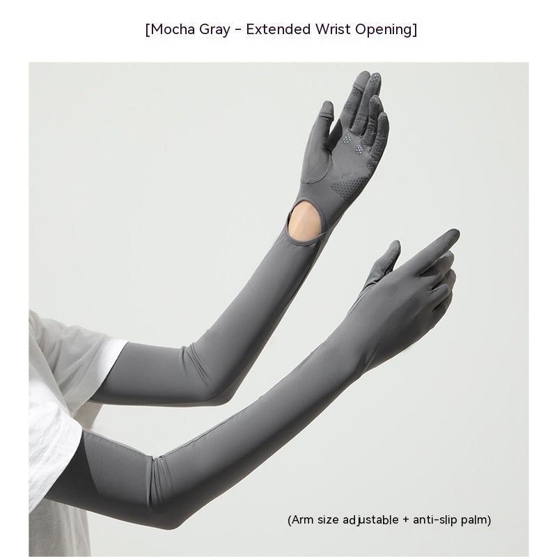 Nylon Ice Silk Long Sun Protection Ice Sleeve Gloves Women's UV Protection Sleeves Sun Protection Summer Long Arm Guard