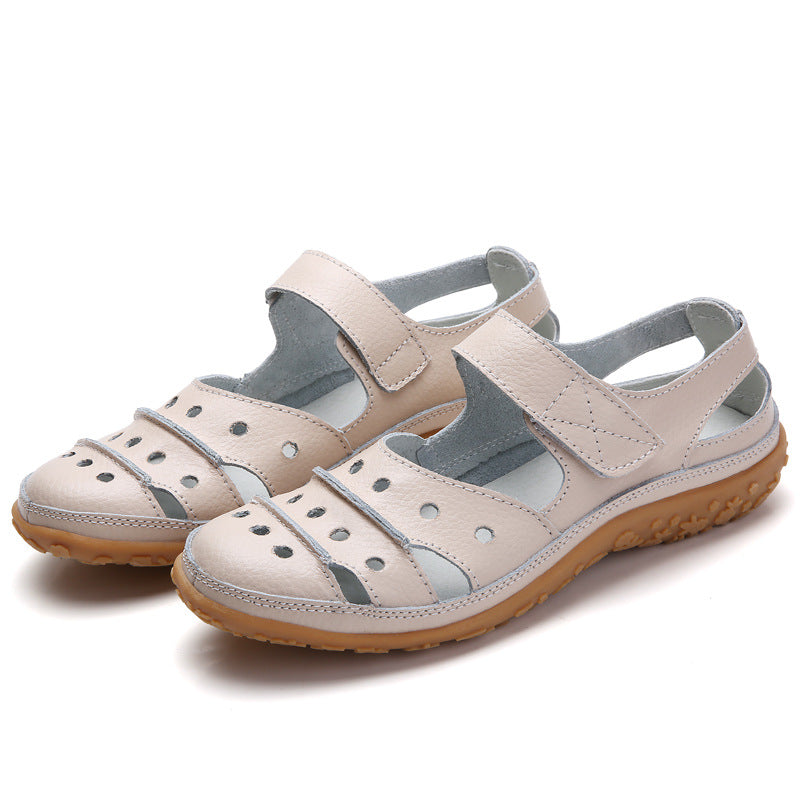 Hollow hole shoes leather mom shoes