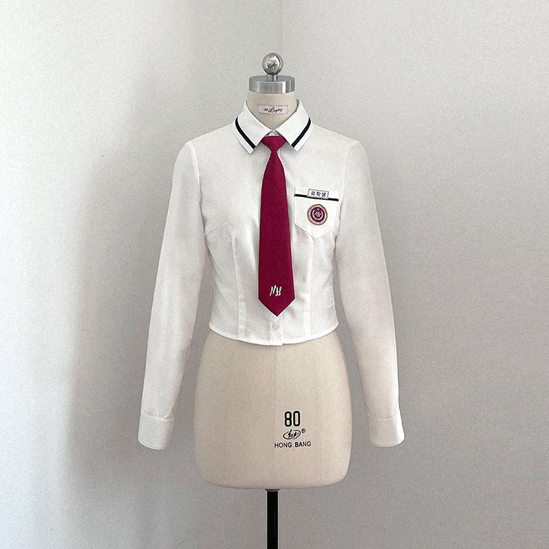 Waist-controlled Long Sleeves White Shirt Top Women