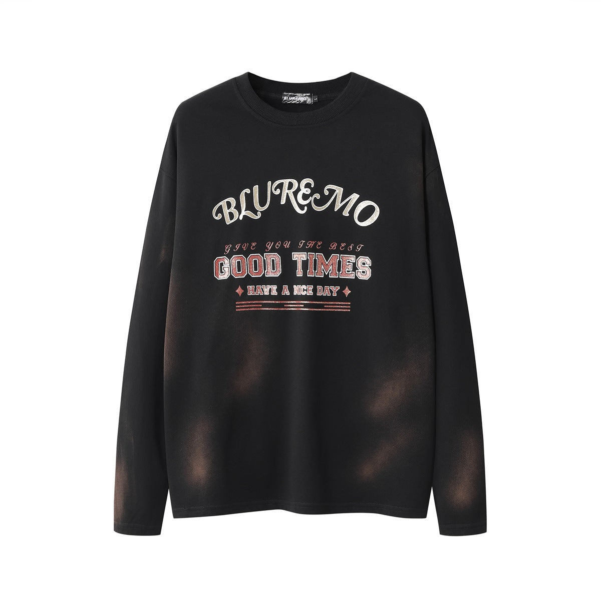 Mørk Vasket Guldtryk Rundhals Pullover Sweatshirt