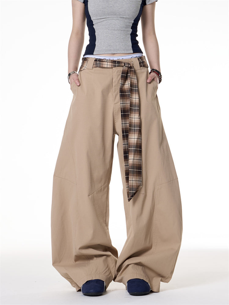 American Retro Hot Girl Khaki Machete Casual Wide-leg Pants