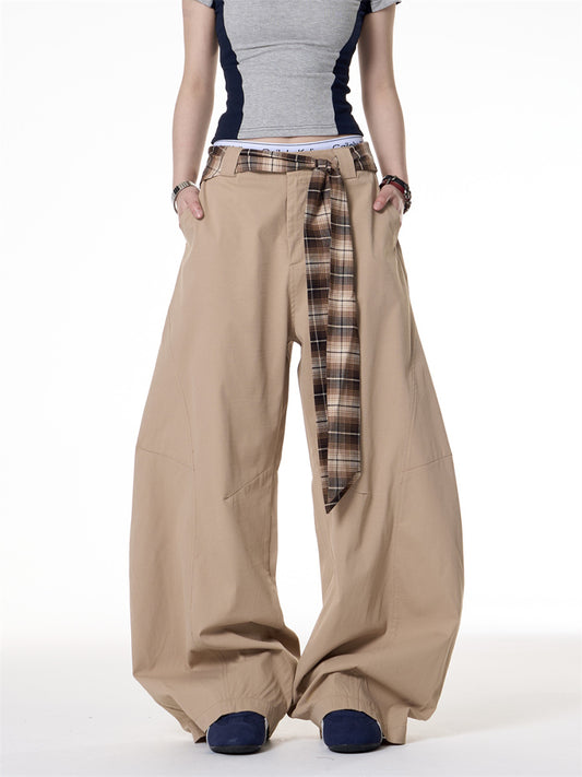 American Retro Hot Girl Khaki Machete Casual Wide-leg Pants
