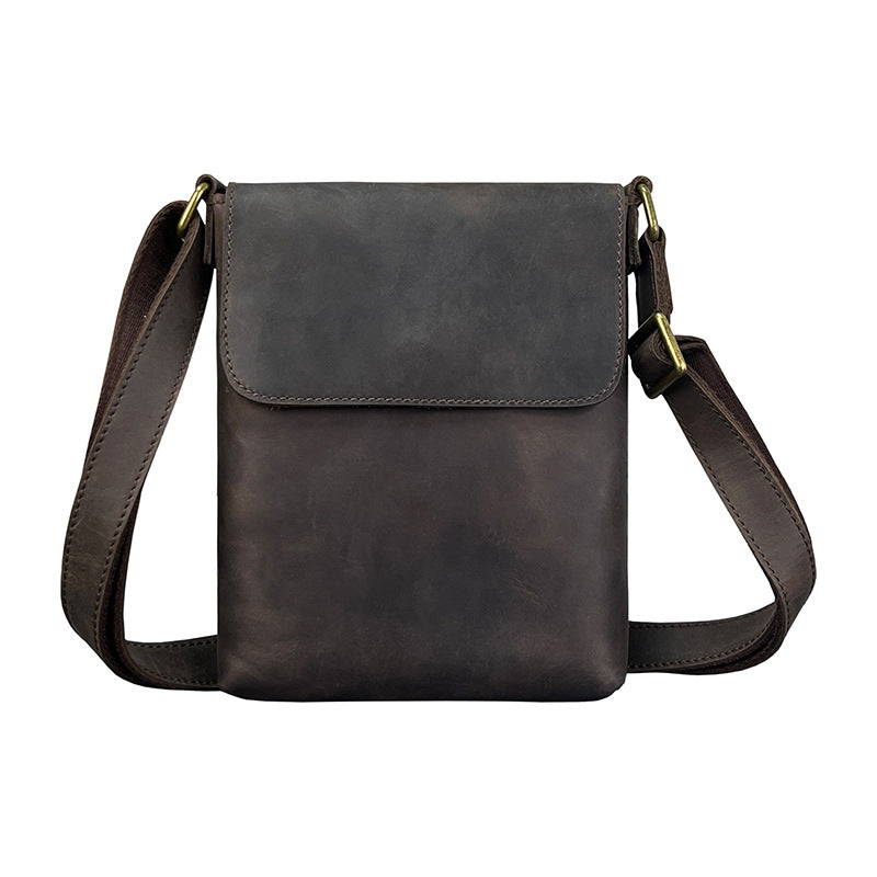 Afslappet skuldertaske Crazy Horse læder crossbody rygsæk okselæder enkel iPad-taske til mænd